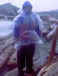 Patti in her poncho.