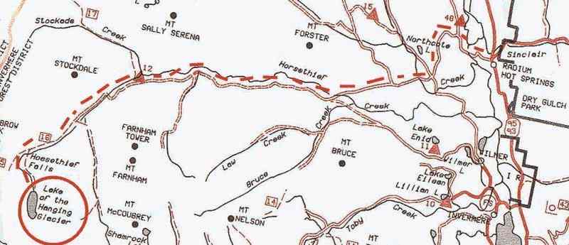 Access to Hanging Glacier Recreation Area From Radium.