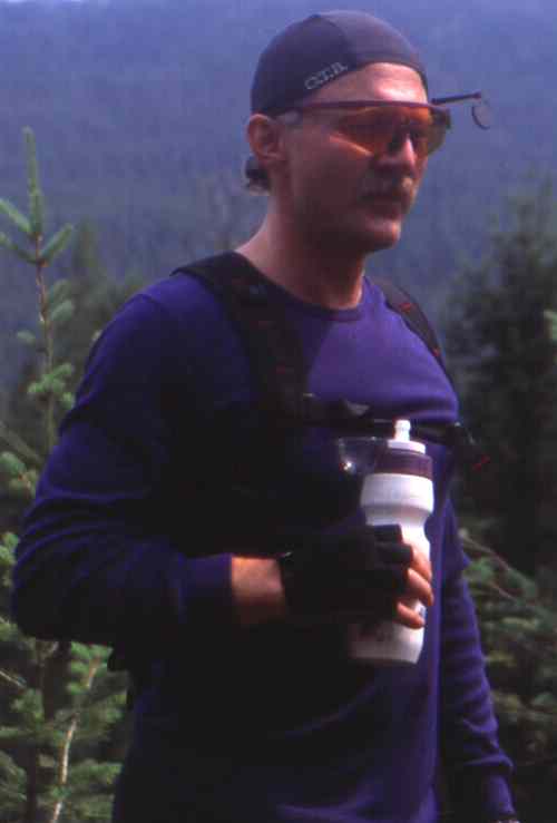 George getting watered up atop trestle.