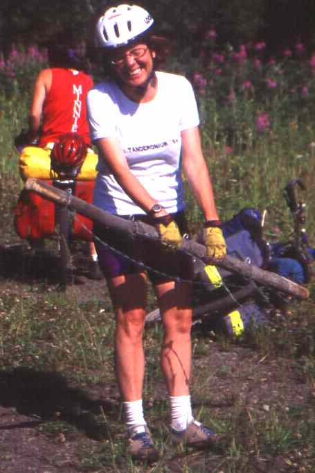 Nancy opening fence.  Yes, says Nancy, 
we always leave gates as we find them.  Patti in background.