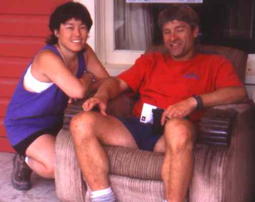 Patti & Brady outside Coalmont Hotel.