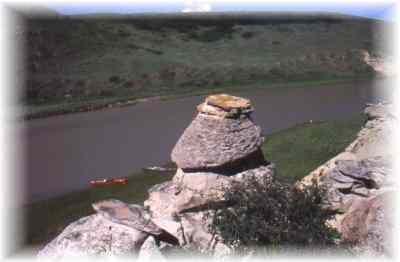 Hoodoo sentinel over the Milk, downstream from Poverty Rock.
